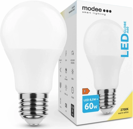 Modee Smart Lighting LED žárovka A60 8,5 W E27, 806 lm, teplá bílá