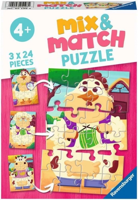 Ravensburger puzzle Mix & Match: moji přátelé z farmy 3×24 dílků