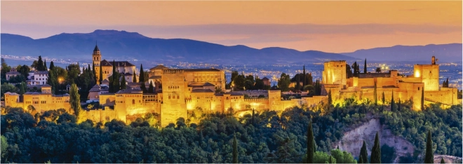 Panoramatické puzzle Západ slunce Alhambra, Granada 1000 dílků