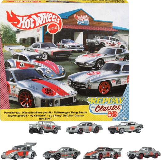 Hot Wheels Replay the Classic – sada 7 kovových autíček Silver Series