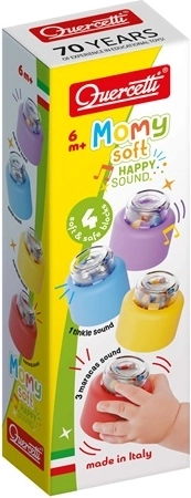 Quercetti Momy Soft Happy Sound měkké zvukové kostky - 4 ks