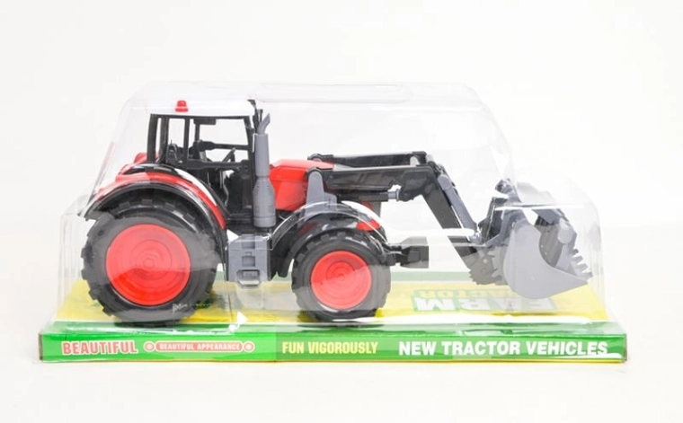 Traktor s přední lžící červený