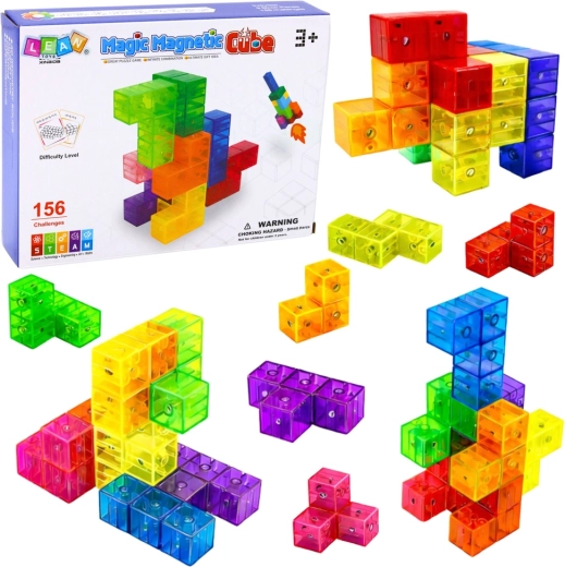 Magnetická stavebnice Magic Magnetic Cubes s 156 výzvami, 9 dílů