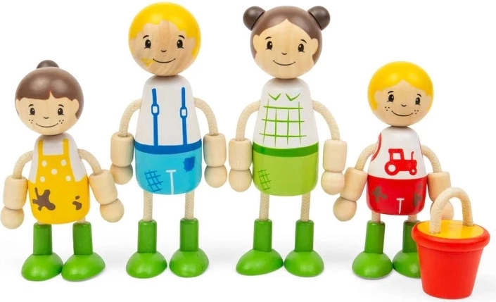 Tidlo dřevěné panenky do domečku – farmářská rodina