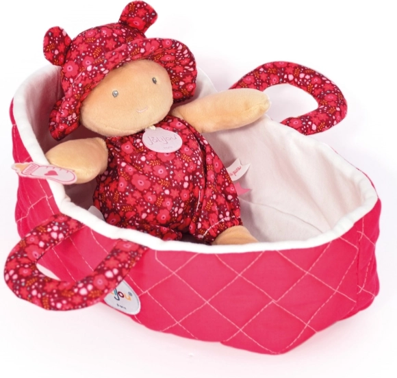 Doudou Jolijou panenka v růžové přenášecí tašce 20 cm