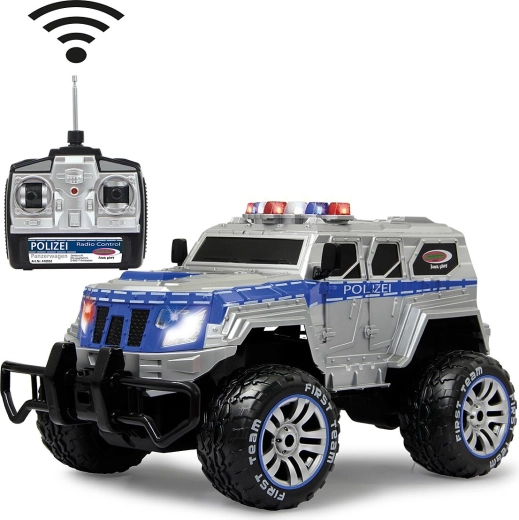 Jamara policejní obrněný monster truck na dálkové ovládání 1:12 27 MHz s LED, baterií a nabíječkou