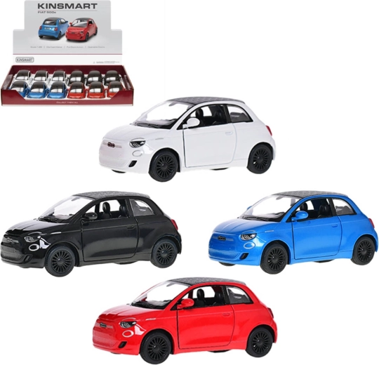 Kinsmart kovový model auta Fiat 500e 1:28 se zpětným chodem - 1 kus