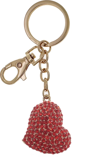 Zlatý přívěsek na klíče s červeným srdcem