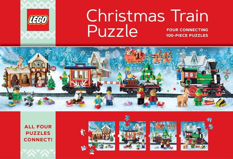Vánoční puzzle vlak LEGO 4×100 dílků