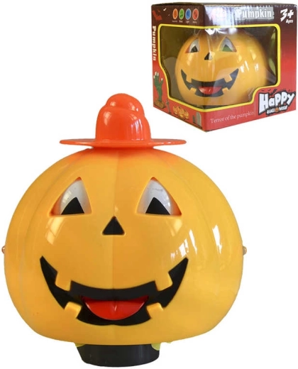 Žlutá halloweenská dýně se světlem a zvukem 13 cm
