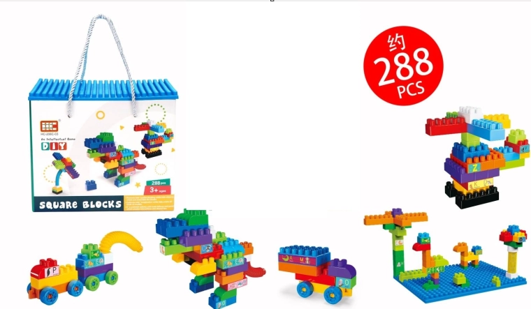 Barevné konstrukční kostky 288 dílů