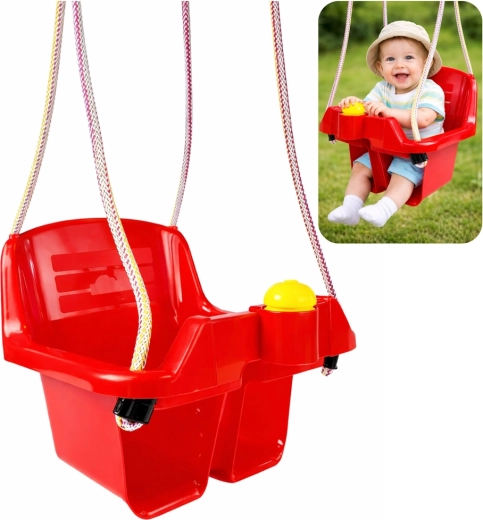 Závěsná dětská houpačka kyblíková červená