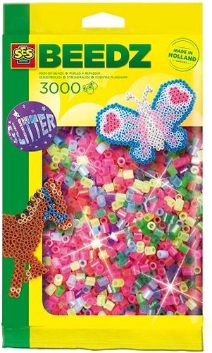 SES Creative zažehlovací korálky neonové s glitry 3000 ks