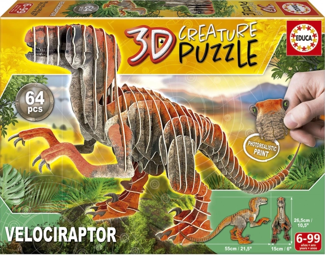 Educa 3D puzzle velociraptor 64 dílků