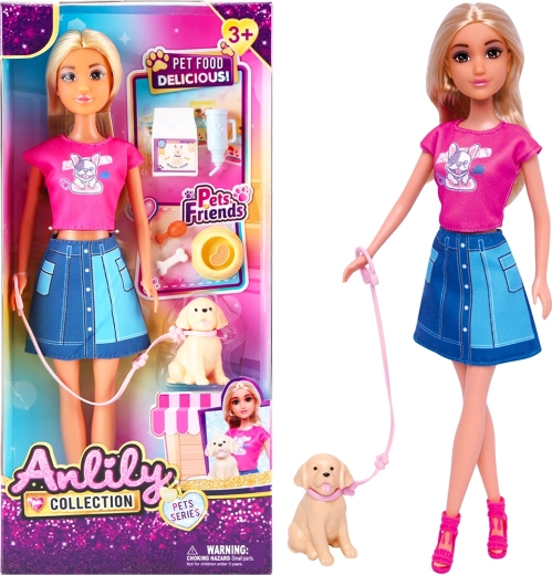 Panenka s pejskem na vodítku