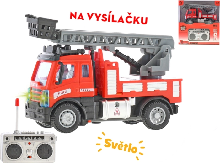 RC hasičské auto se žebříkem 1:64 s dálkovým ovládáním a světly