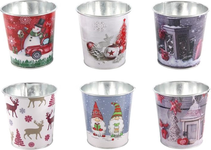 Plechová nádoba s vánočním motivem 10 cm