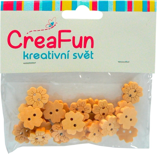 Dřevěné knoflíky slunečnice 15 mm, sada 25 ks