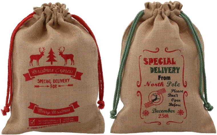 Jutový dárkový pytlík 28 × 40 cm, mix vzorů, balení 10 ks