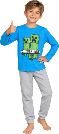 Dětské pyžamo Minecraft modro-šedé – Velikost: 116
