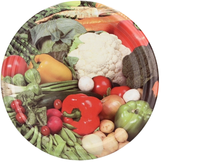 Sada zavařovacích víček 66 mm CHOMIK, mix zeleninových motivů, 10 ks