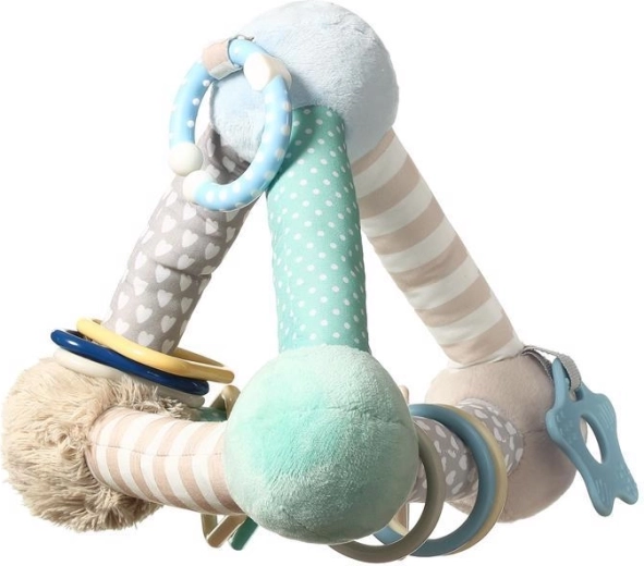 BabyOno edukační plyšová pyramida s kousátkem na C kroužku, mint, 3m+