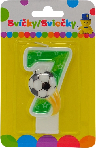 Narozeninová svíčka číslo 7 s fotbalovým míčem