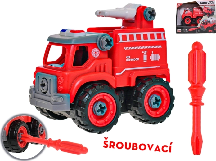 Šroubovací hasičské auto 12 cm s vodním dělem
