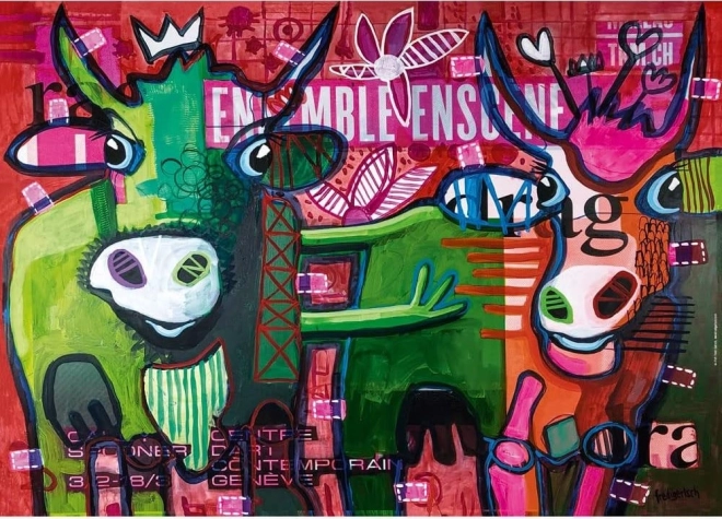 Puzzle HEYE Pruhované krávy 1000 dílků