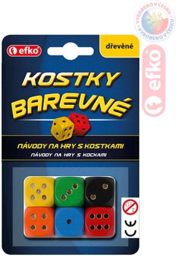 EFKO dřevěné hrací kostky barevné (6 ks)