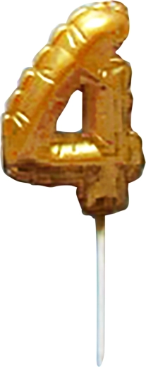 Dortová svíčka číslice 4 zlatá zapichovací 6 cm