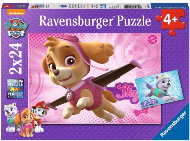 Ravensburger puzzle Paw Patrol Skye a Everest 2×24 dílků