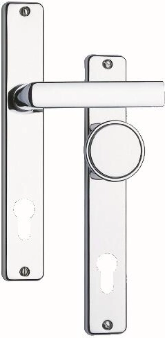 Dveřní kování klika se štítem a knoflíkem 804, rozteč 90 mm, nerez