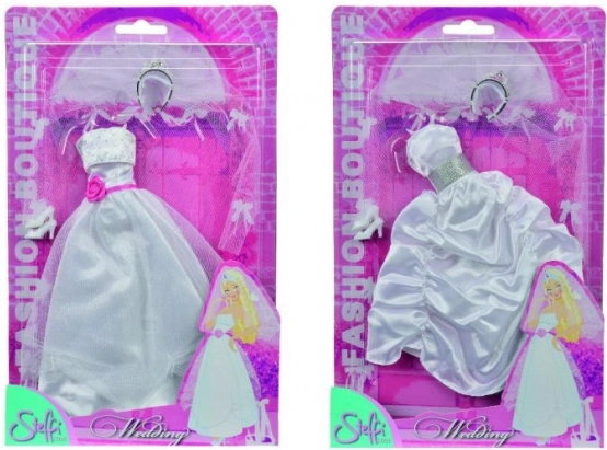 Svatební šaty a boty pro panenku STEFFI 29 cm