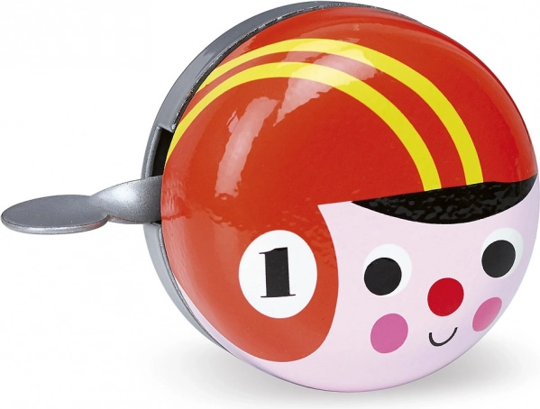 Retro zvonek na kolo červený s jezdcem