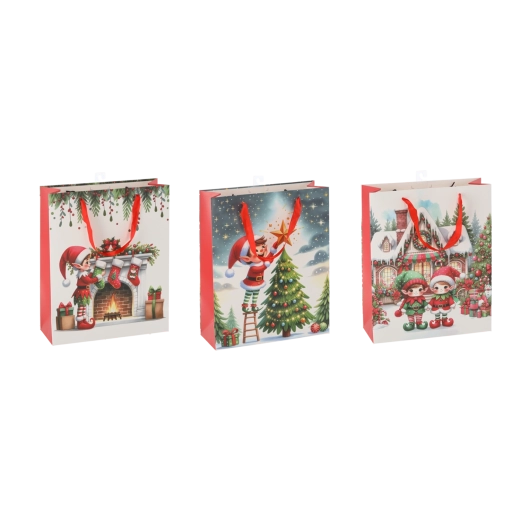 Dárková taška vánoční elf 26 × 32 × 10 cm