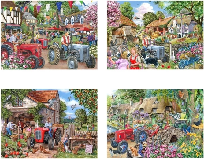 Puzzle Den na farmě 4 × 250 velkých dílků