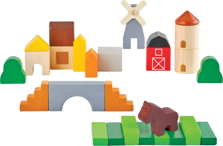 PlanToys dřevěná stavebnice na venkově (Country Blocks)