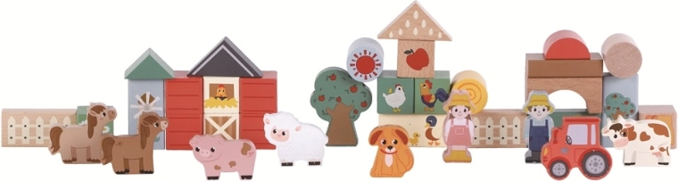 2Kids Toys dřevěné kostky Život na farmě, 36 dílů
