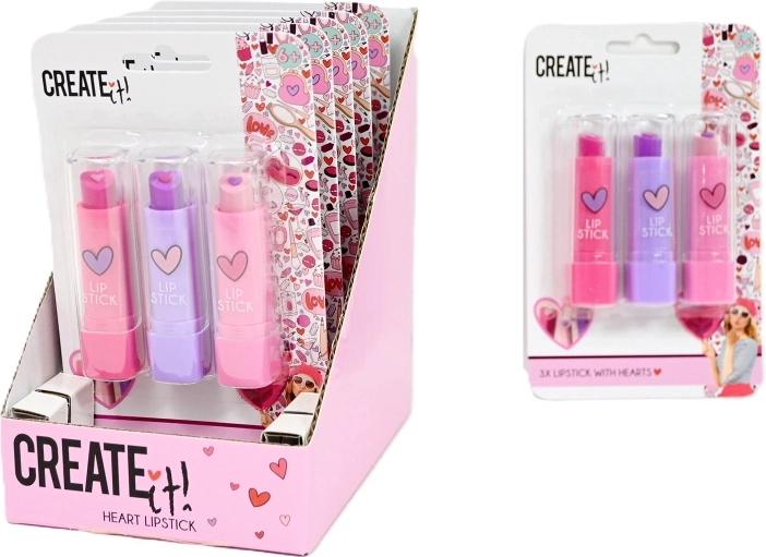 Create It! dětská sada rtěnek Love – 3 barvy