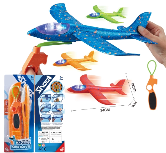 Vystřelovací letadlo s LED světly 34 cm