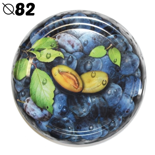 Víčka na zavařovací sklenice 82 mm se švestkovým motivem, 6z