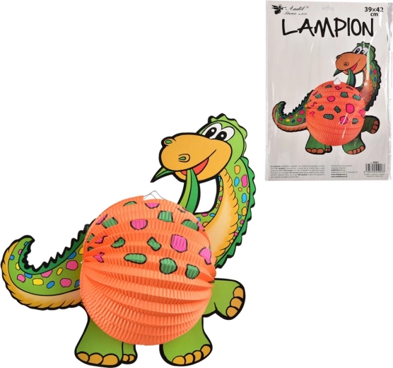 Papírový lampion dinosaurus oranžový 39 × 42 cm