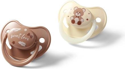 BabyOno silikonové anatomické dudlíky 0–6 m, 2 ks (denní + svítící)