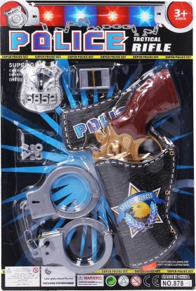 Policejní set s pistolí a pouty 23 cm