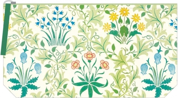 Vyšívaná kosmetická taštička s motivem Vlaštovičníku od Williama Morrise