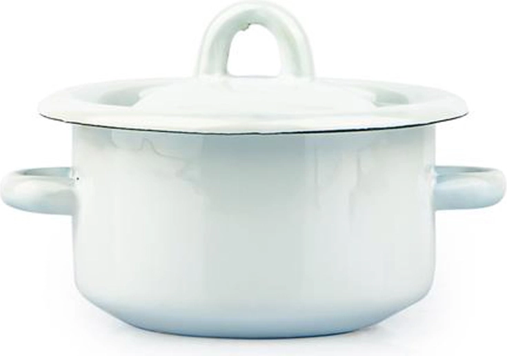 Smaltovaný hrnec s poklicí 0,4 l, bílý