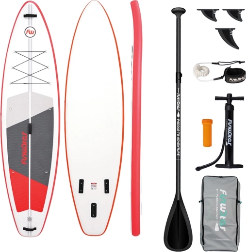 FunWater nafukovací paddleboard SUP set 335 × 84 × 15 cm, červeno‑bílý