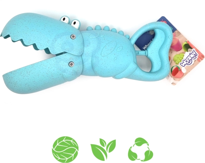 woopie green krokodýlí lopatka a sběrač na písek a vodu, modrá, z biologicky rozložitelného materiálu