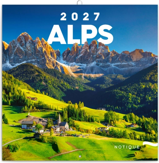Notique nástěnný poznámkový kalendář Alpy 2027, 30 × 30 cm